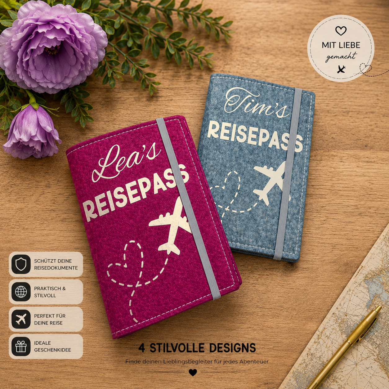 Reisepasshülle »Filz«